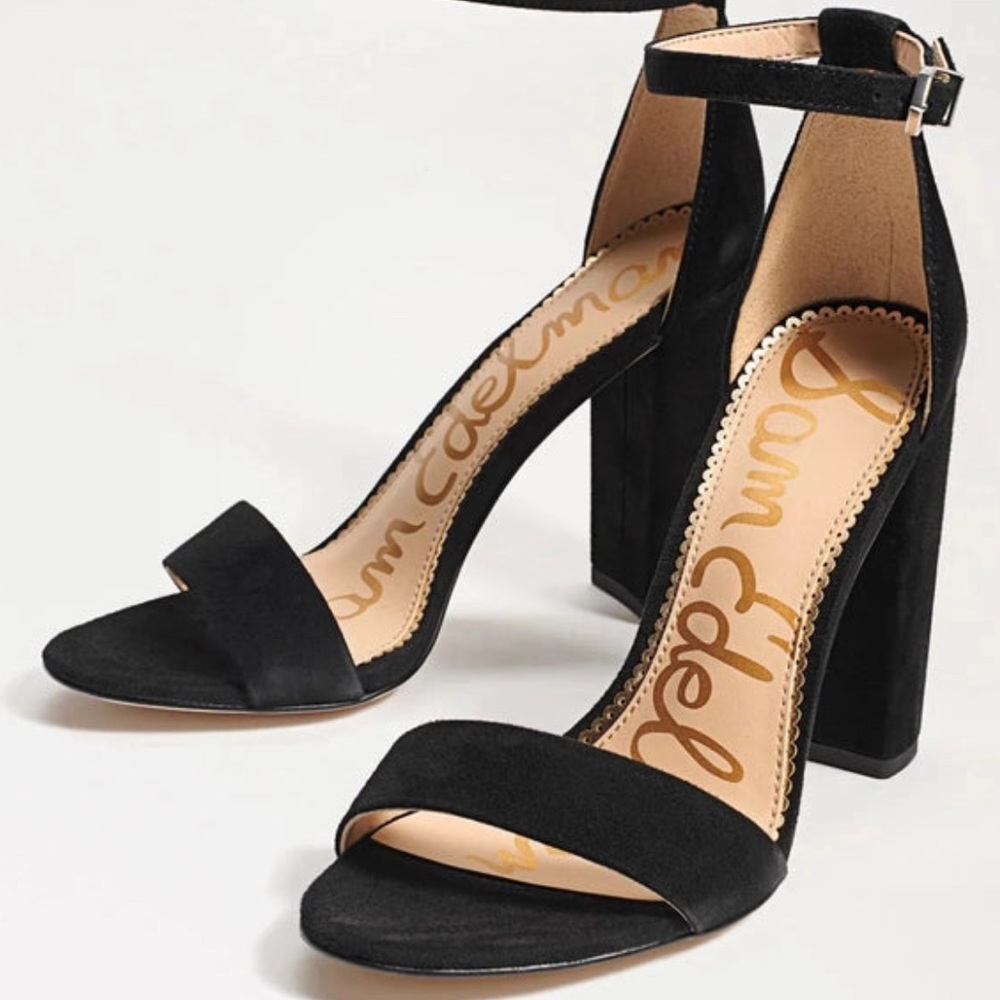Sam Edelman | Lux Suede YARO heels | Black minimalist with chunky heel | Size 7 - Picture 6 of 16